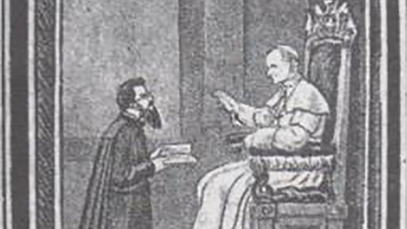 Pater Jordan bei der Papstaudienz am 6.9.1880 in Rom (Apostelkalender, 1893, S. 86)