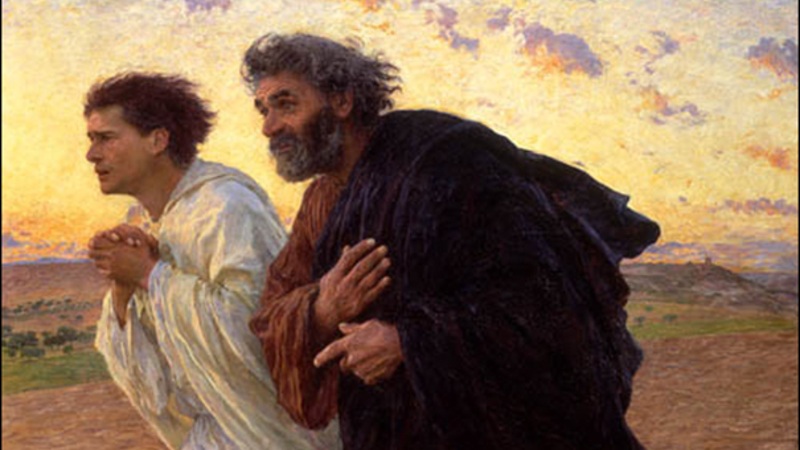 Eugene Burnand Ostermorgen 1898, Petrus und Johannes laufen zum Grab