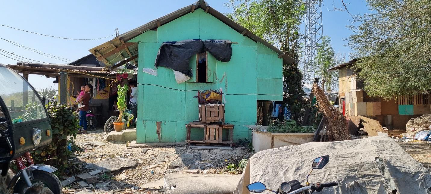 Was kann man sehen: Sobald es Farbe gibt, wird das Haus angemalt (vorne, Mitte), wenn Platz benötigt wird, wird aufgestockt  (re. hinten), die Blätter des Baumes dahinter dienen für einen Tee, der bei der Geburt hilfreich sein soll. Leben ist möglich