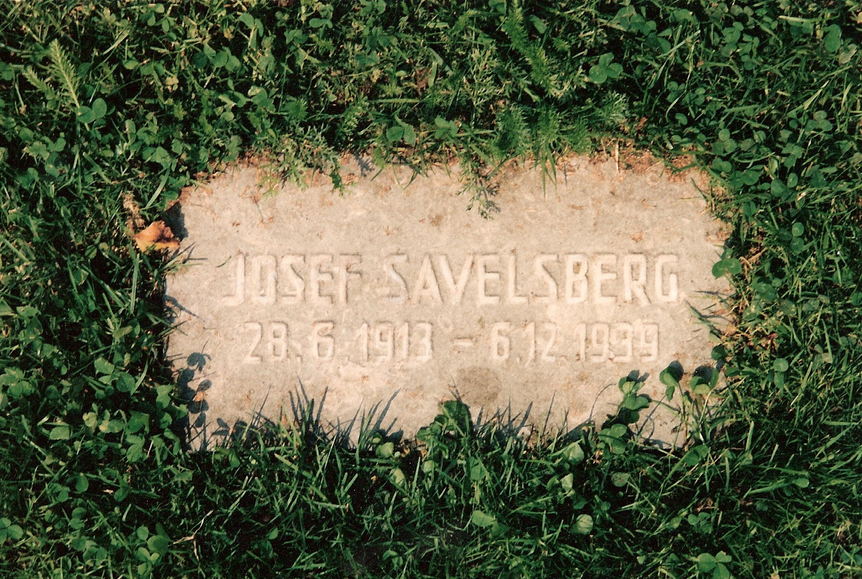 Grabstein von Josef Savelsberg, Ehrenfriedhof in Donsbrüggen, Gemeinde Kleve, Deutschland / Johan Moris, 1997