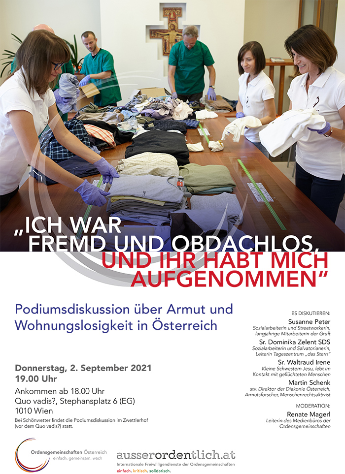 Am Donnerstag 2. September 2021, 19.00 Uhr, lädt 'ausserordentlich' zur Dialogrunde über Armut und Wohnungslosigkeit ein / ausserordentlich Am Donnerstag 2. September 2021, 19.00 Uhr, lädt 'ausserordentlich' zur Dialogrunde über Armut und Wohnungslosigkeit ein