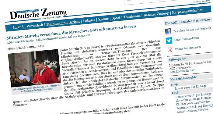 Die ADZ interviewte P. Martin Gal