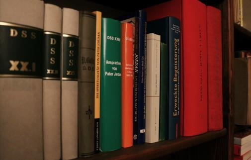 Books from 1850 to 1950, organised thematically and alphabetically, which Johann Baptist Jordan used as a student, among others