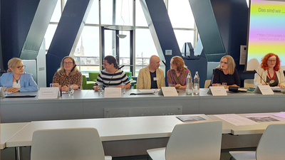 (V.l.n.r.) Julia Koffler-Pock (Staatsanwaltschaft Wien), Ia Dadunashvili (GRETA), Carola Luengo Espinoza (LEFÖ-IBF Interventionsstelle für Betroffene des Frauenhandels), Markus Zingerle (MEN VIA Opferschutz, Unterstützung für männliche Betroffene von