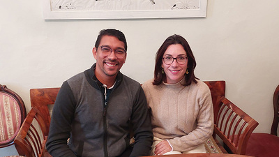 P. Luis Domingo Diaz, Salvatorianer aus Caracas, und Sara Salutini vom Projektbüro SOFIA in Rom