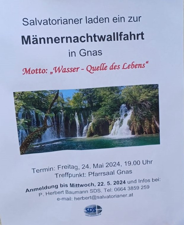 Am 24. Mai 2024 laden die Salvatorianer wieder zur traditionellen Männernachtwallfahrt in Gnas ein